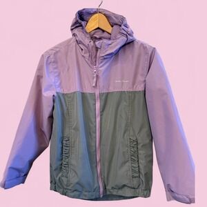 Girls Eddie Bauer Purple and Gray Lightweight Windbreaker Jacket M (10/12)